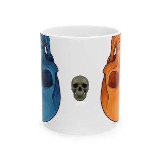 Blue and Orange Skull Pattern Mug | Ceramic Coffee Mug